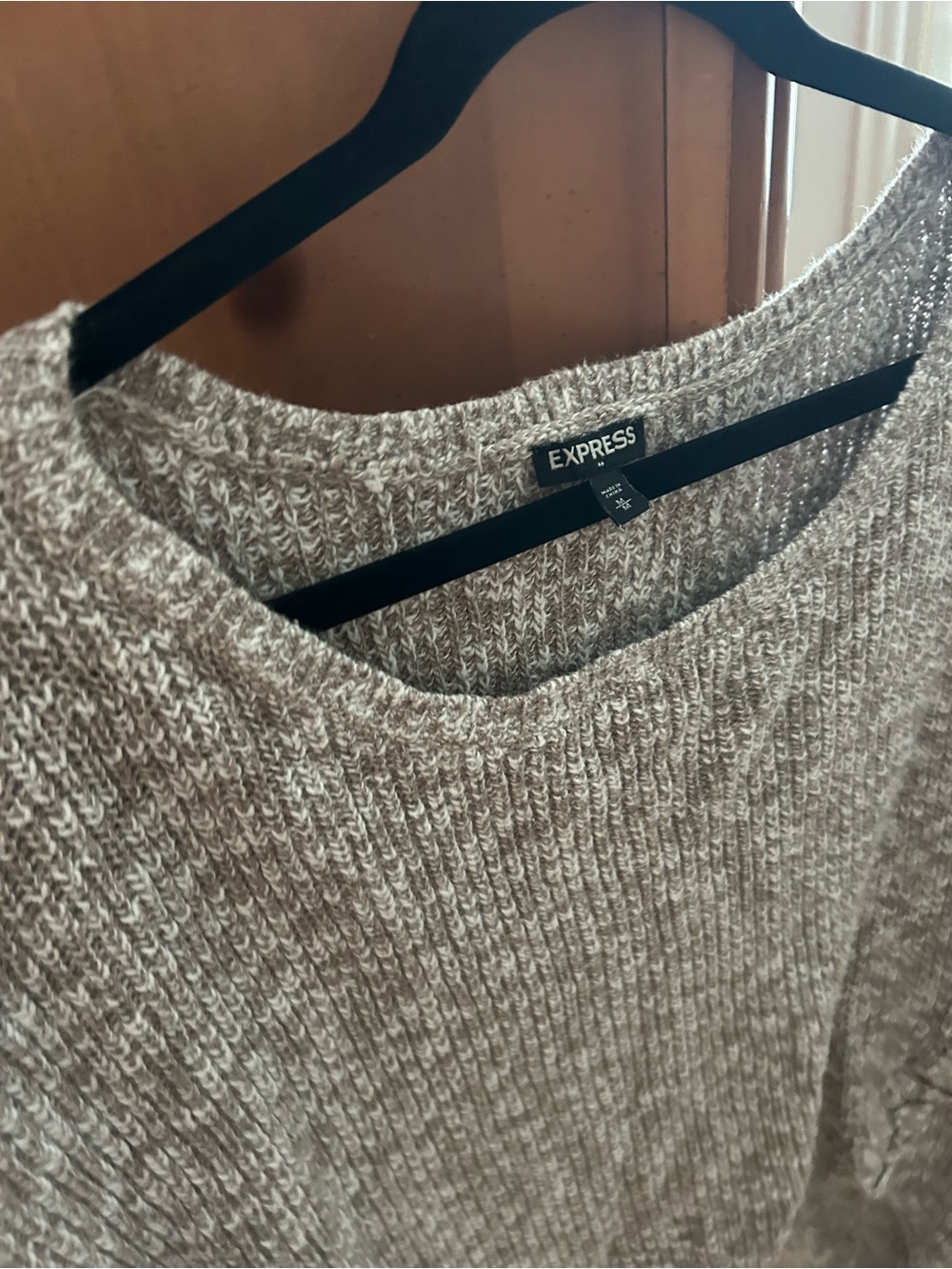 Express Women's Taupe Marled Crewneck Sweater